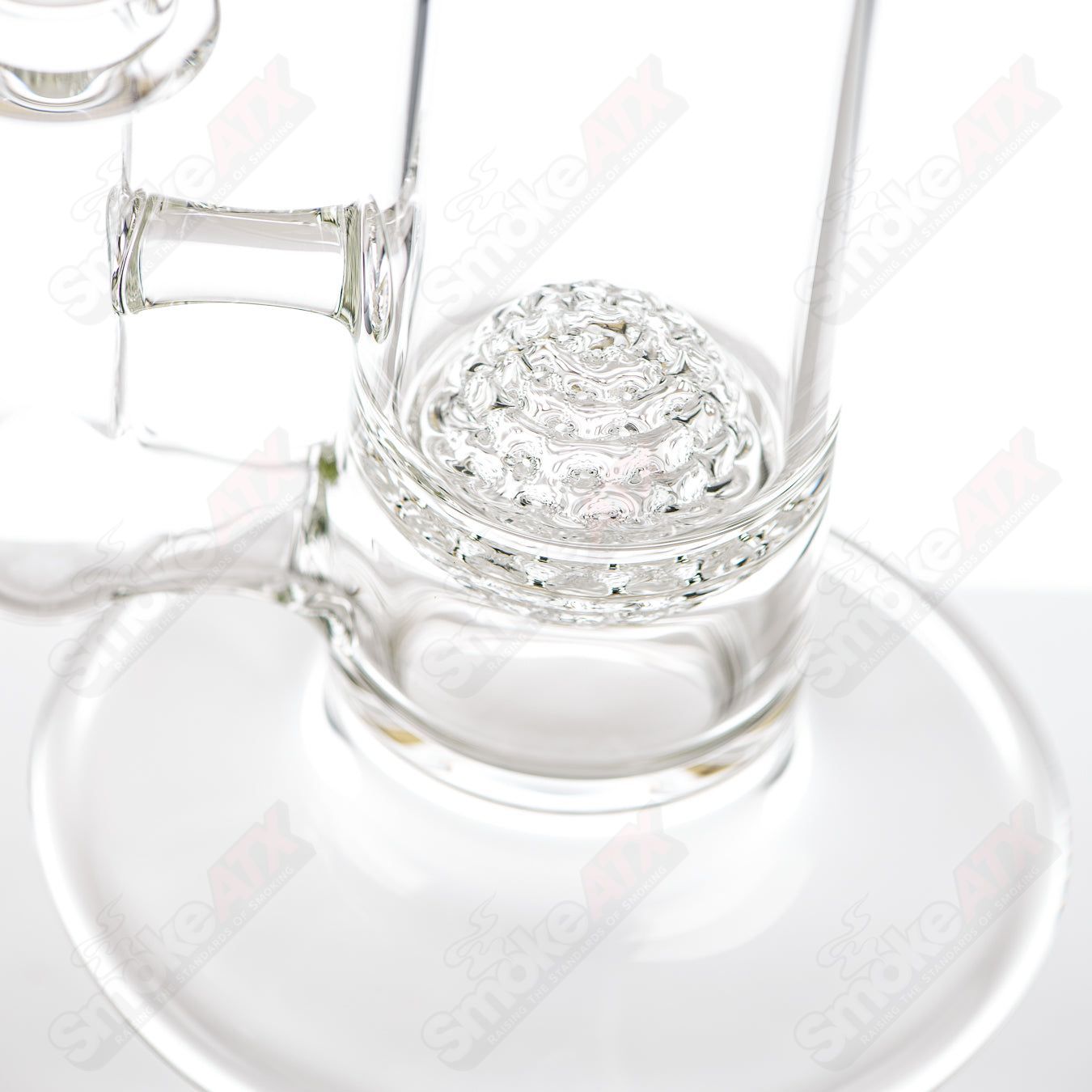 Clear glass straight tube with lace-sphere design, created by SoL Glassworks for the SoL50 Lace-Sphere FPL Fire Polish Label collection.