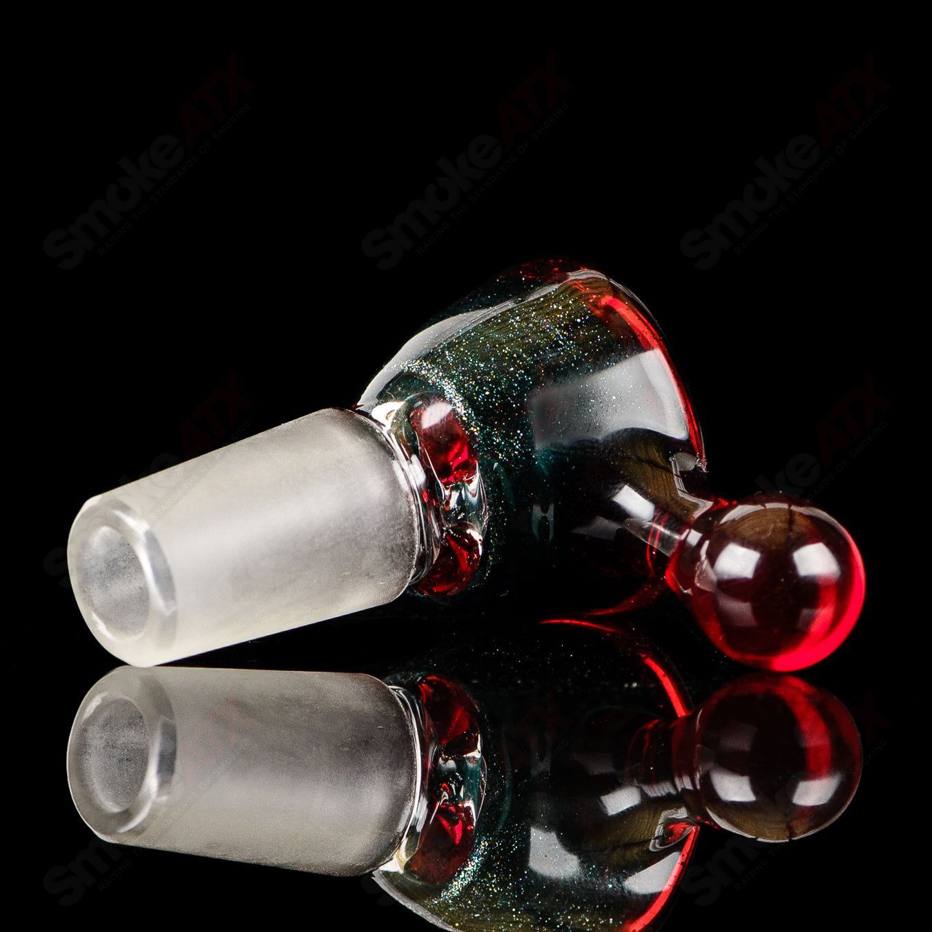 Spore accented Upline Rig by JMass, Silver Fox Glass, 2014, featuring a straight tube design and intricate glass detailing.