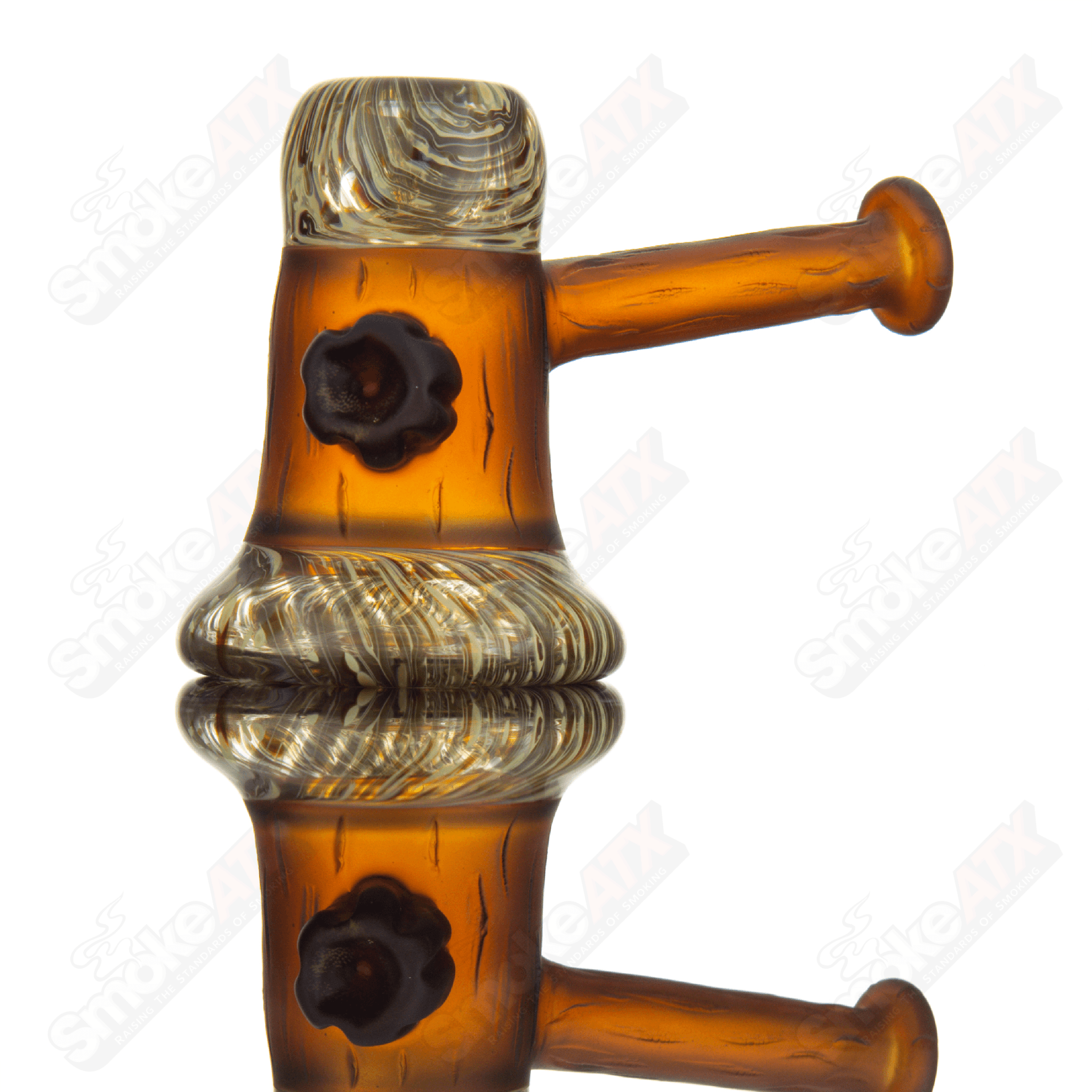 Hand pipe from Chad G Glass featuring a stand-up hammer design, crafted by Heady Glass for smooth smoking sessions.