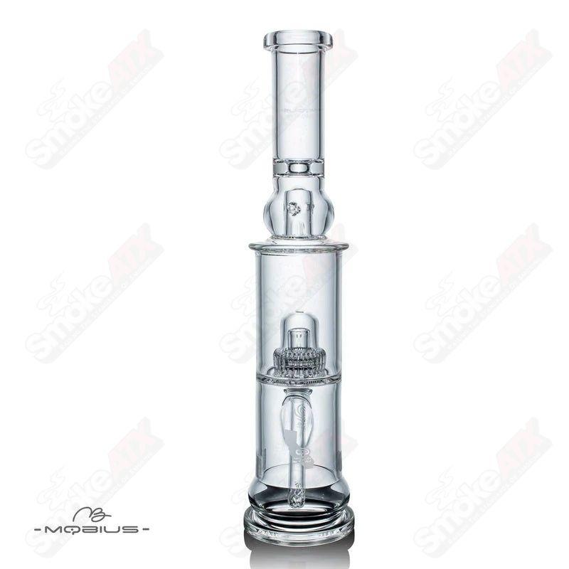 Mobius Strato Matrix V2 clear glass waterpipe with intricate design and sturdy build for smooth, enjoyable smoking sessions.