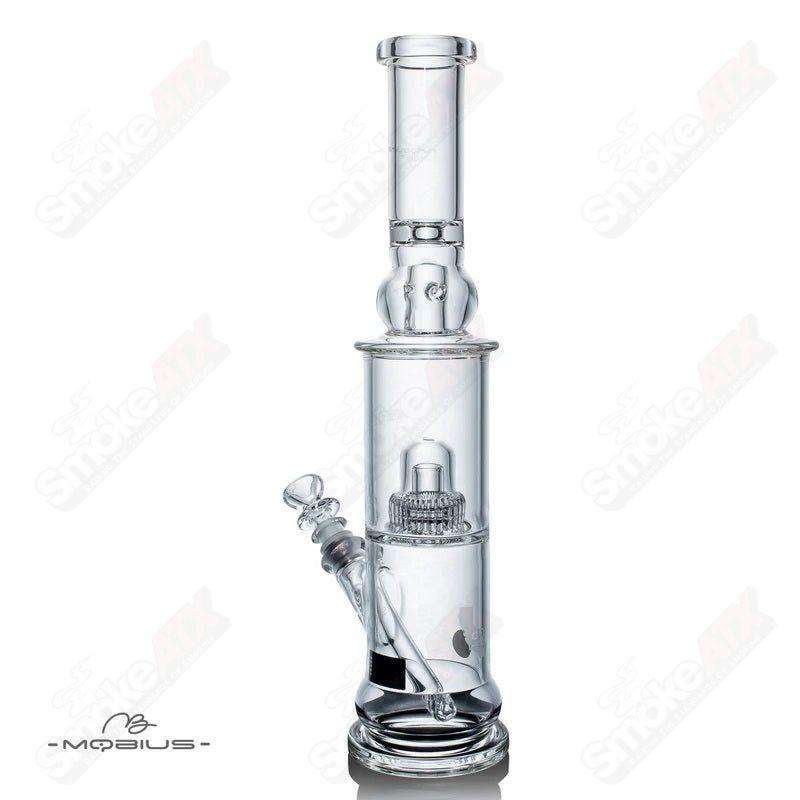 Mobius Strato Matrix V2 clear glass waterpipe with intricate design, showcasing its smooth, transparent construction and high-quality craftsmanship.