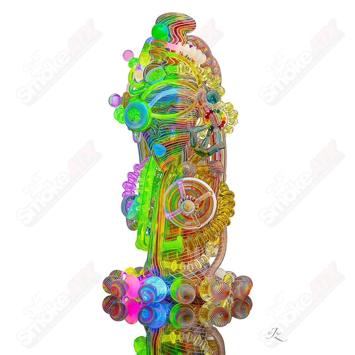 Heady glass concentrate rig featuring intricate design in The Mother Borg by LaceFace x Karma Glass collaboration.