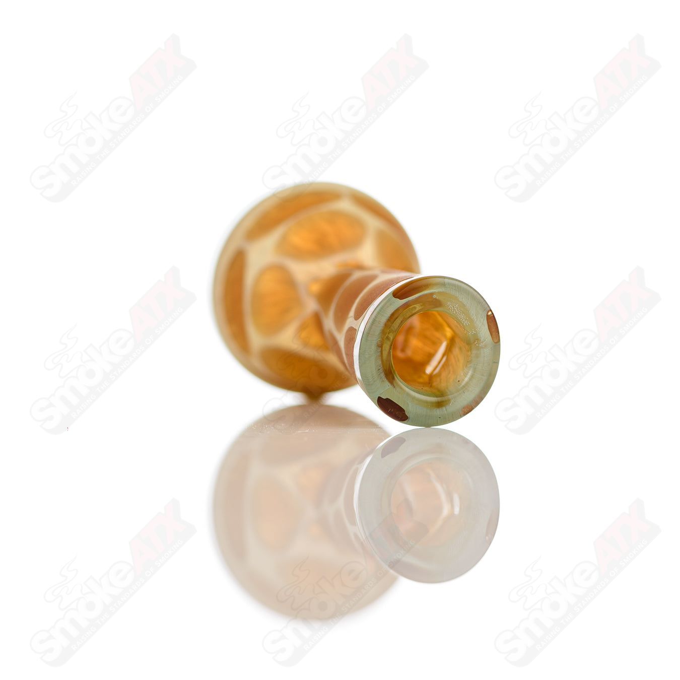 Transparent blue bubble cap with giraffe print from Robertson Glass, designed for heady glass carb setups.