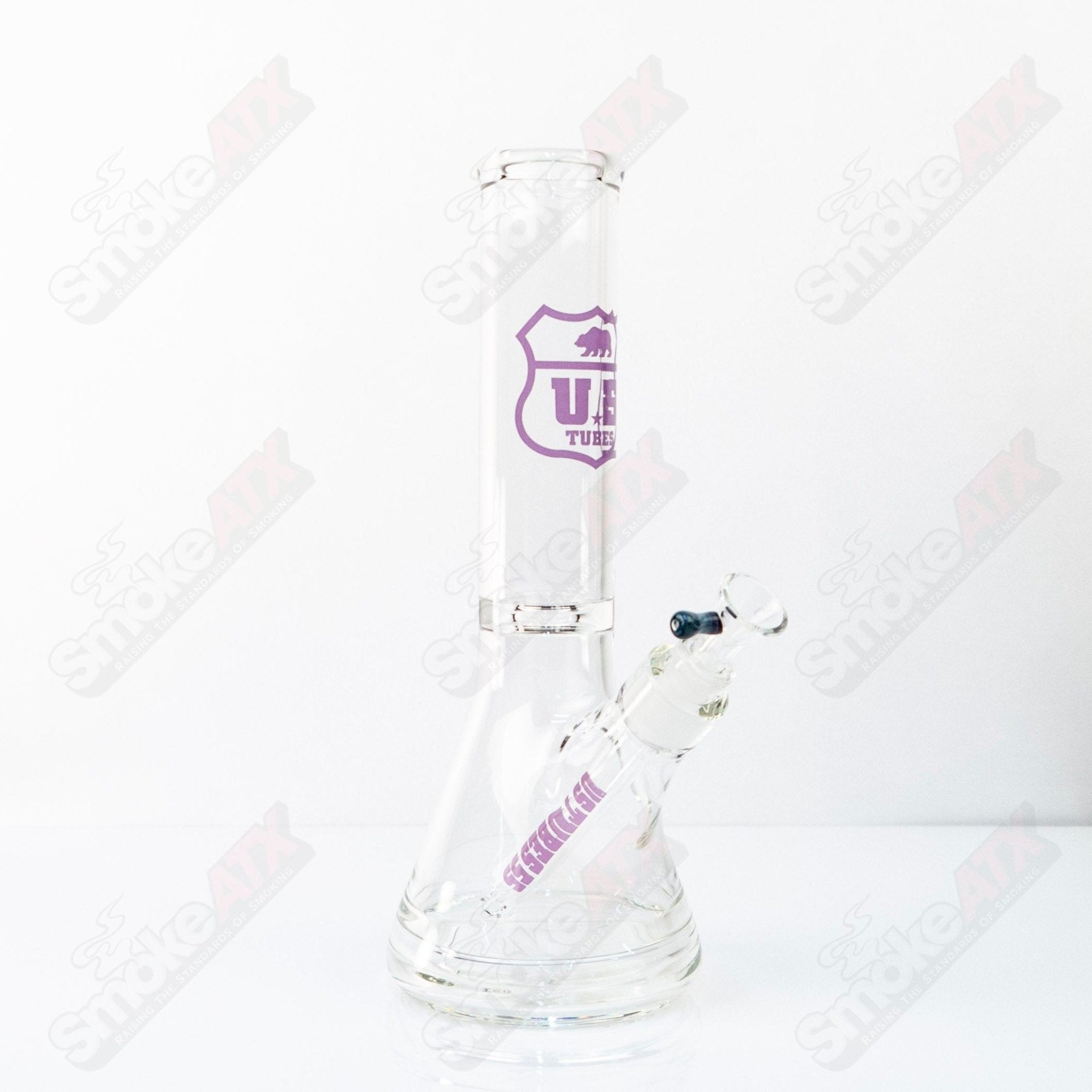 US Tubes Beaker 12" 55x5 - Constriction - Purple Shield Decal - Smoke ATX