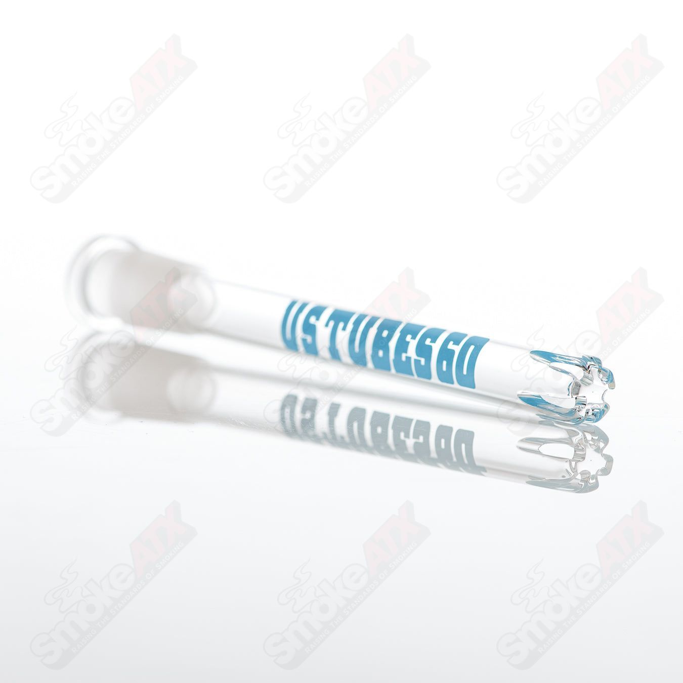 Glass US Tubes showerhead downstem with 14mm joint, featuring a showerhead design for smooth water diffusion.