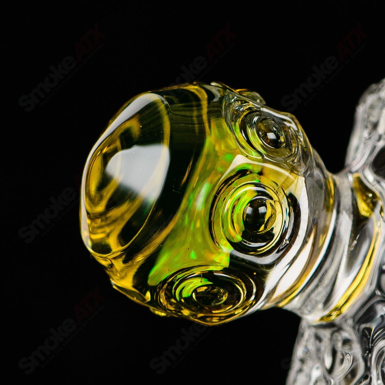 UV Watch Tower by Shane Smith Heady Glass concentrate rig featuring vibrant UV-reactive glass and intricate design details.