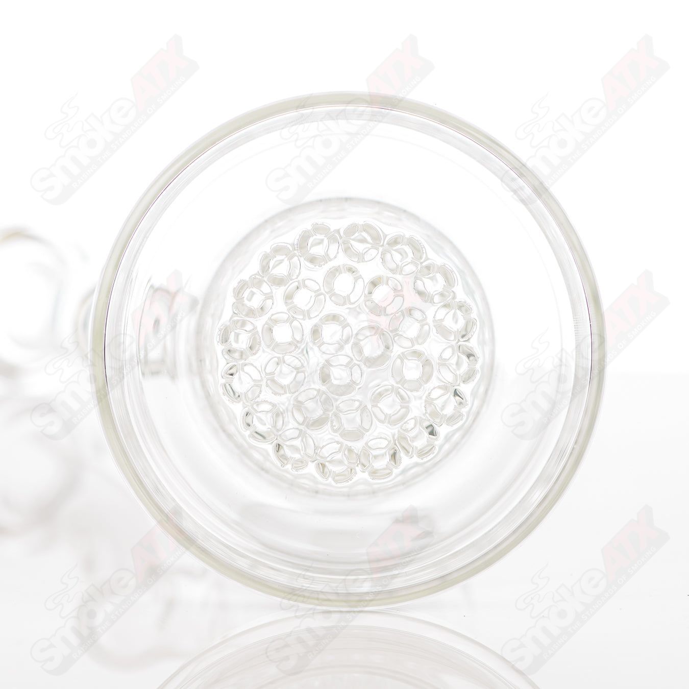 Leisure White Label 29-arm bubbler glass, clear glass with intricate 29-arm design for smooth smoking experience.