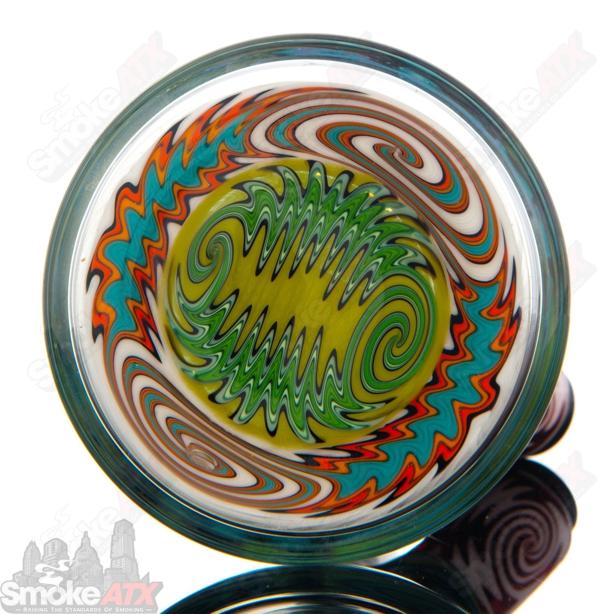 Colorful Wig Wag Beaker 14-Section Strobel Glass heady glass bong with vibrant sections and clear beaker shape.