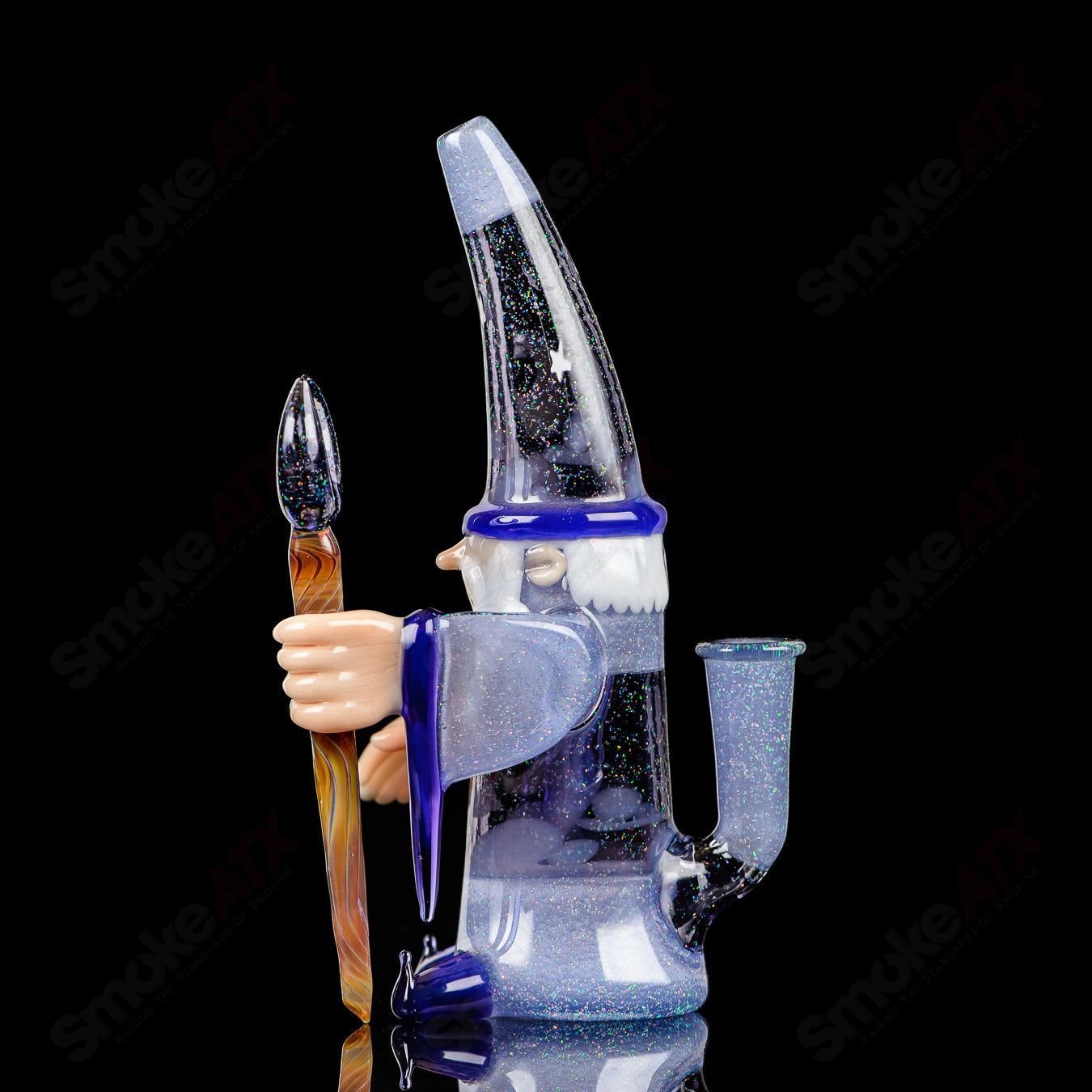Phil Siegel Wizard Rig Stargazer, a heady glass concentrate rig with intricate design and vibrant colors by Phil Siegel Glass.