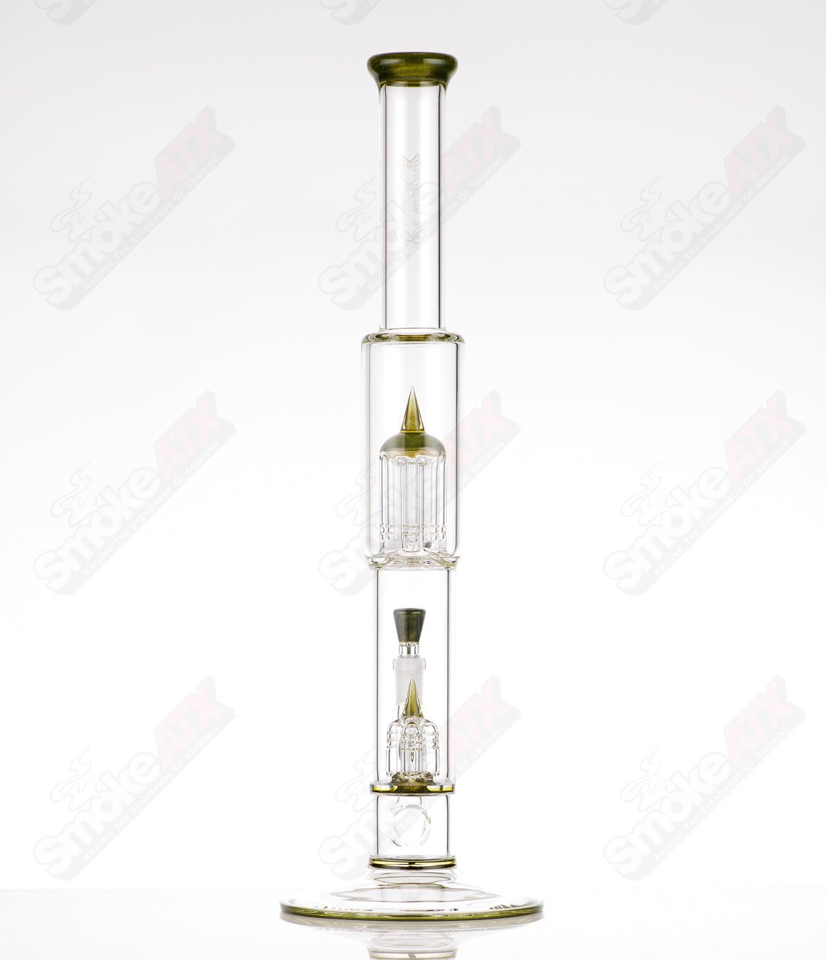 Yellow Jacket UV 8-arm straight glass tube by Sovereignty Glass with full accent and seal accent design.
