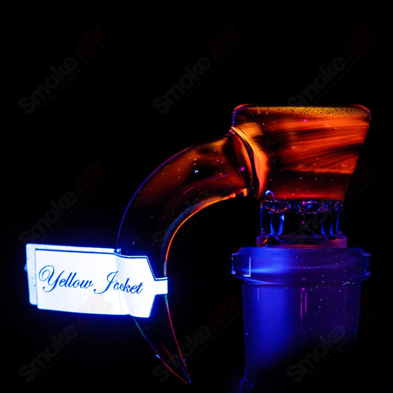 Sovereignty Glass Yellow Jacket UV 8-arm straight tube with full accent and seal accents, showcasing vibrant yellow color and intricate design.