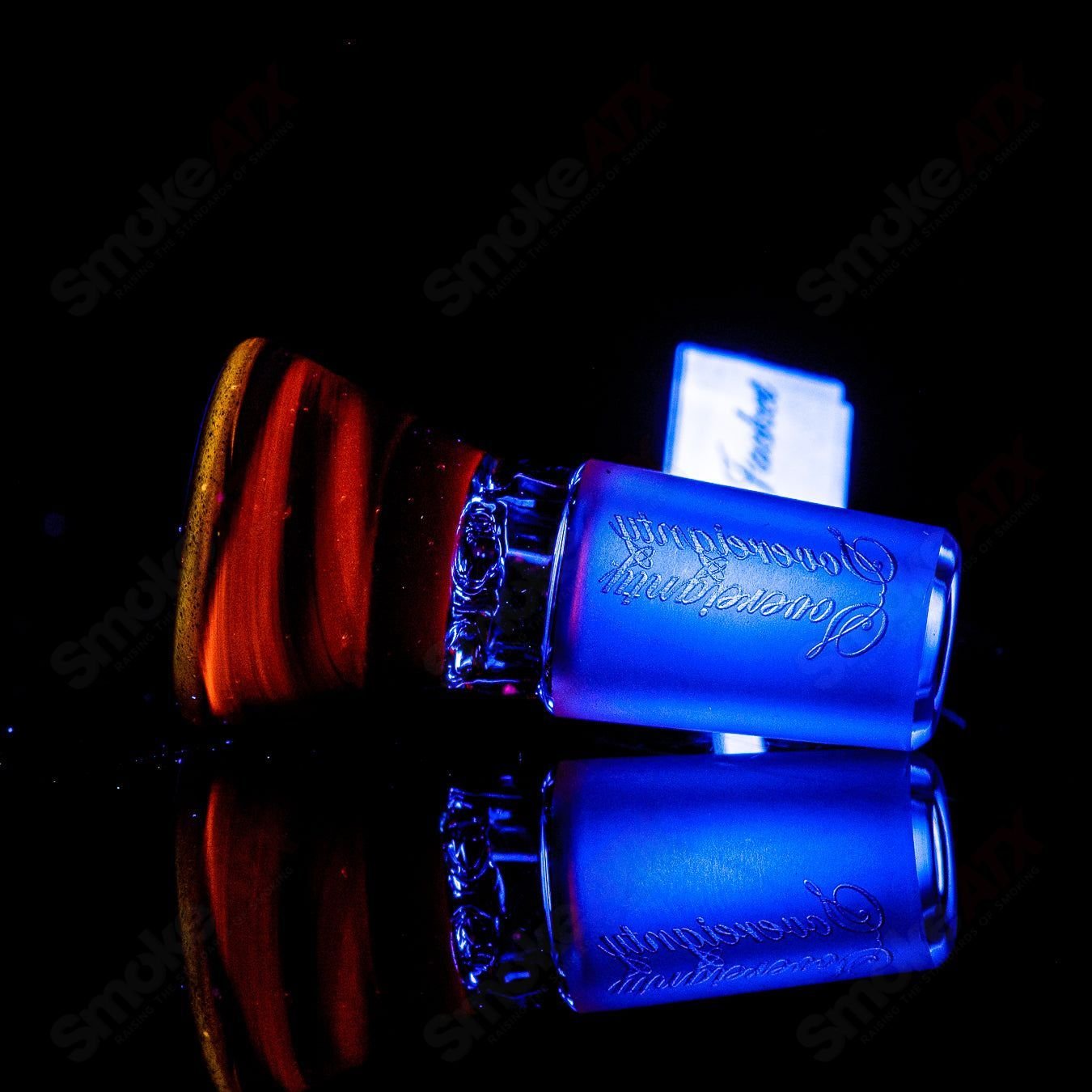 Sovereignty Glass Yellow Jacket UV 8-arm straight tube with full accent and seal accent design, showcasing vibrant yellow coloration.