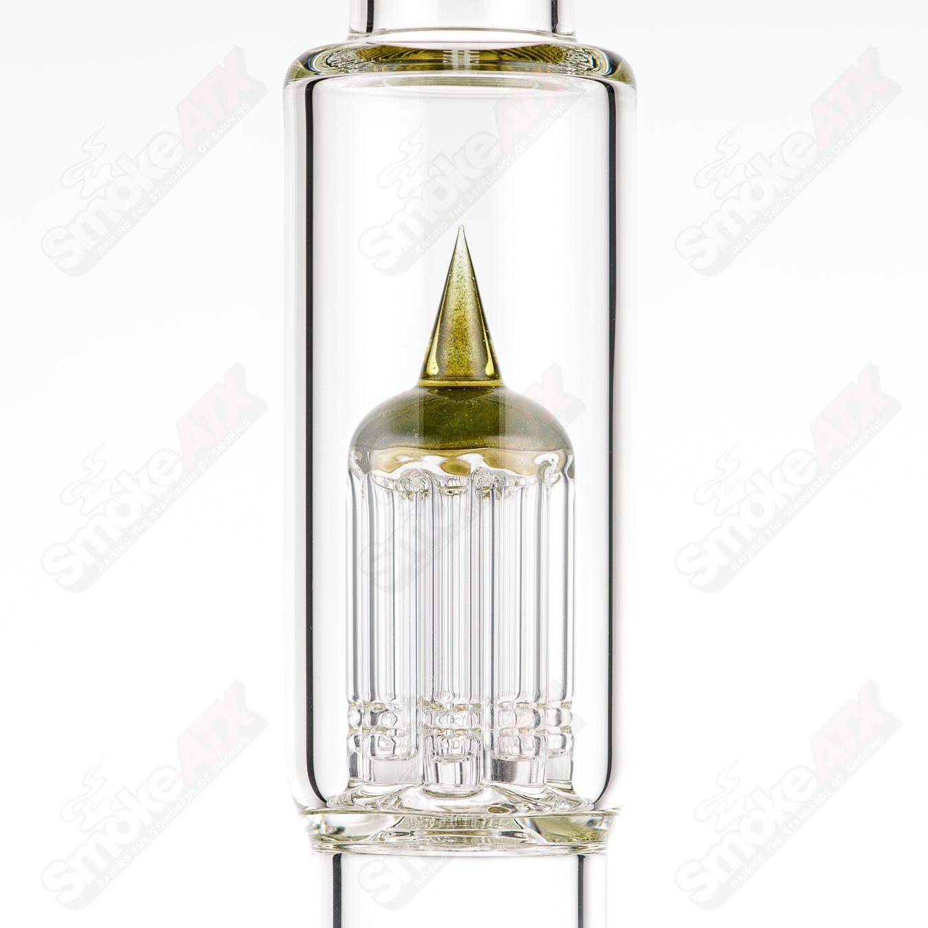 Yellow Jacket UV 8-arm straight tube by Sovereignty Glass with full accent and seal accents, featuring vibrant yellow coloration.