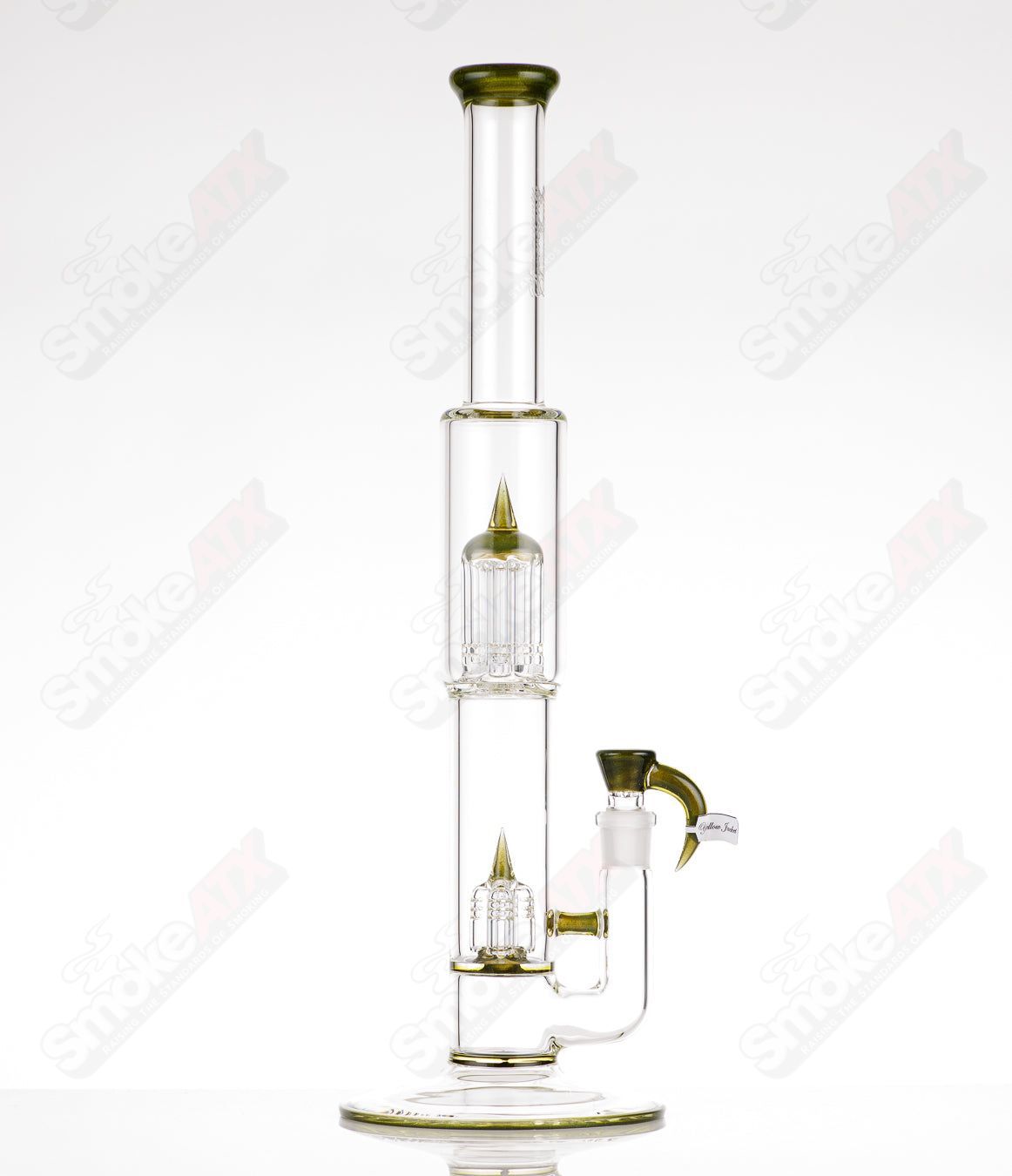 Yellow Jacket UV 8-arm straight glass tube by Sovereignty Glass with full accent and seal accent details.