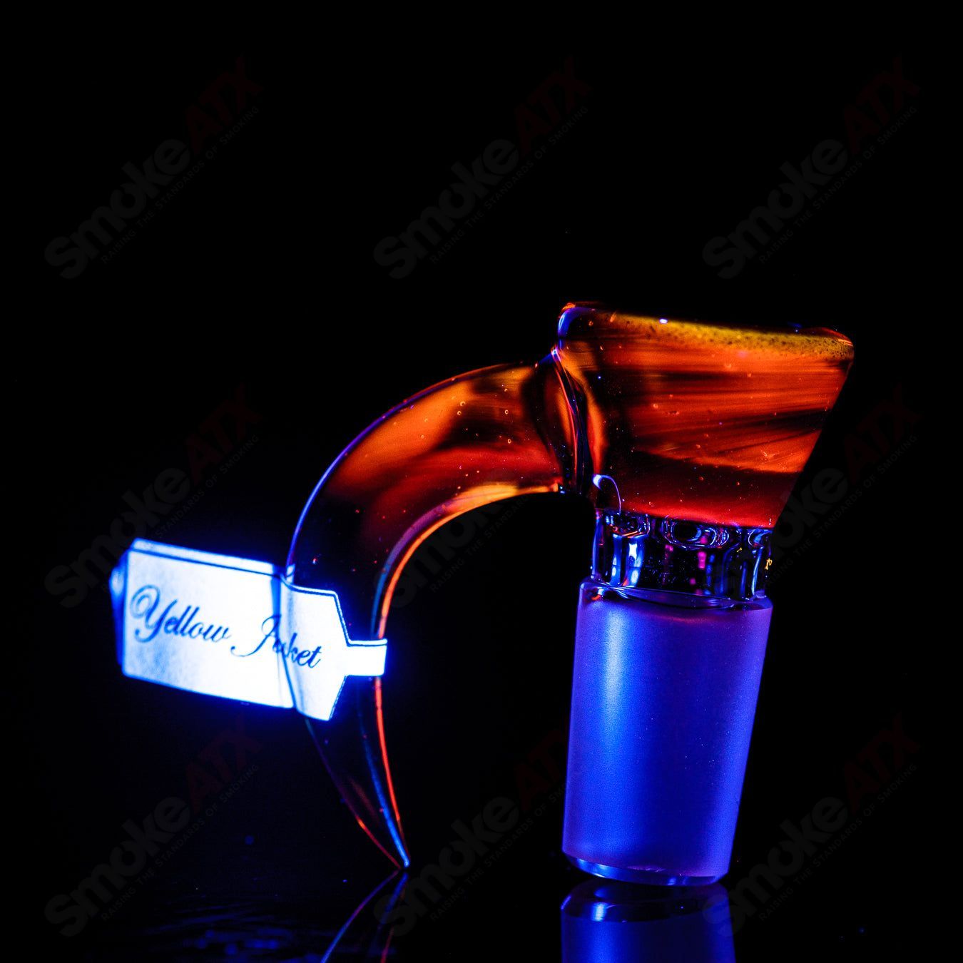 Yellow Jacket UV 8-arm Straight Tube by Sovereignty Glass with full accent and seal accent details.