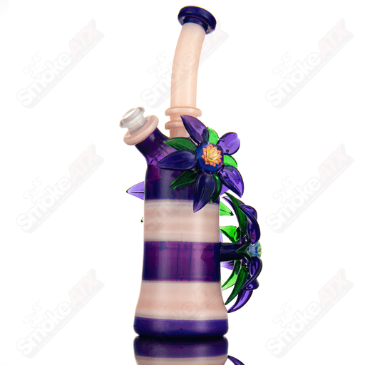 Yellow & Purple Habitat X Kimmo Glass Flower Rig - Smoke ATX